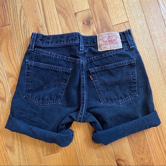 Vintage Levi’s 501 Black Denim Shorts - Picture 2 of 3